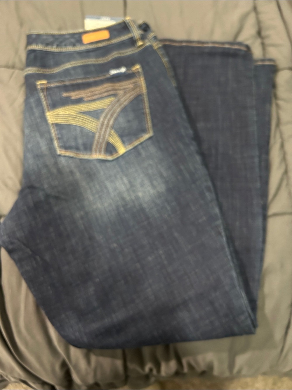 Seven7 Women’s Dark Blue Bootcut Jeans with Contrast Stitching - Picture 7 of 10